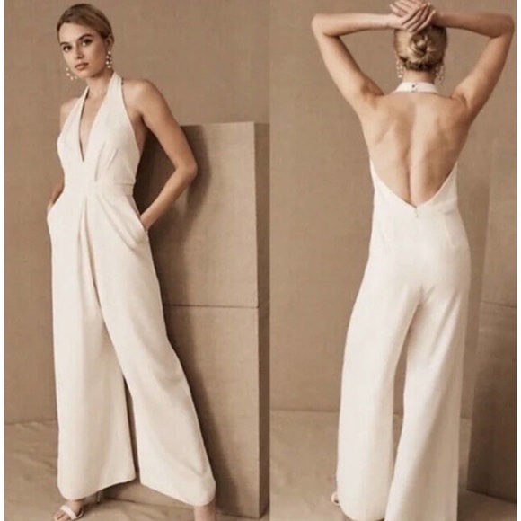 Bridal Ivory Halter Jumpsuit - Picture 1 of 7